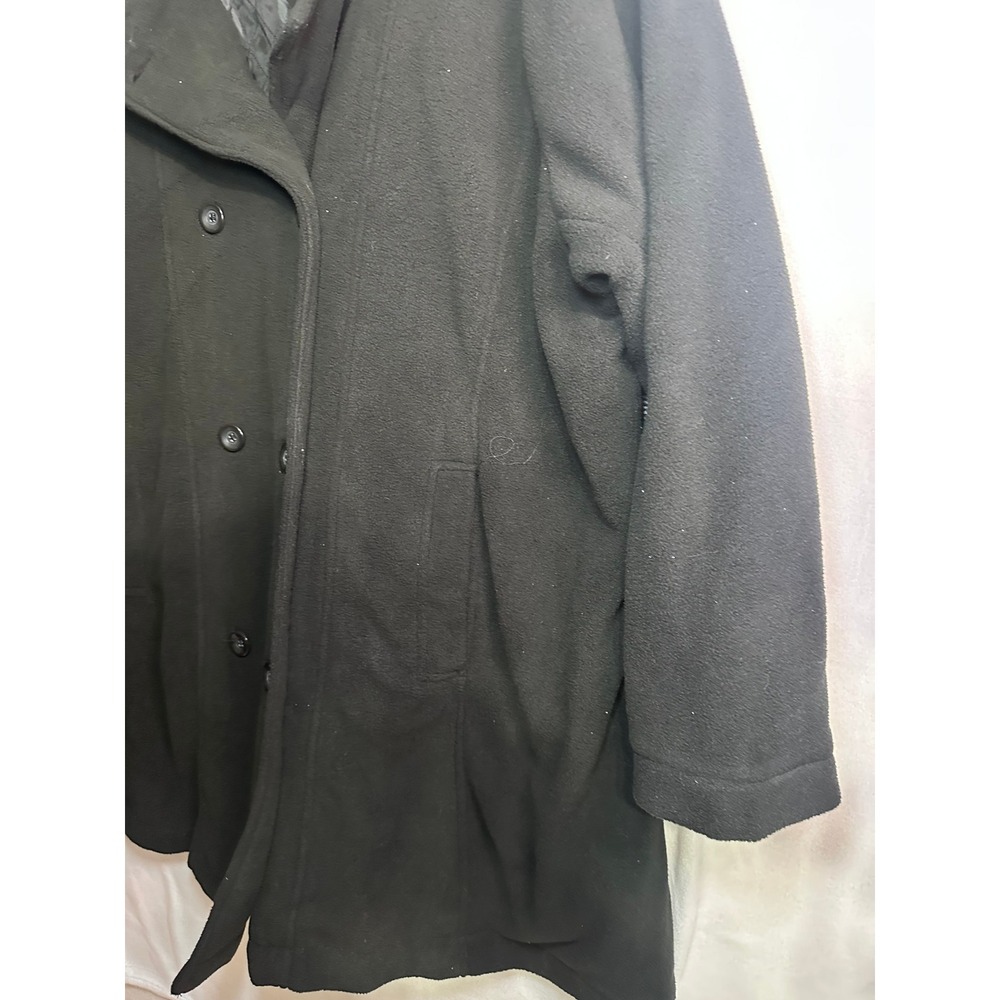 Woman Within Black Fleece Double Breasted Hooded Coat Jacket 36W - Picture 4 of 11